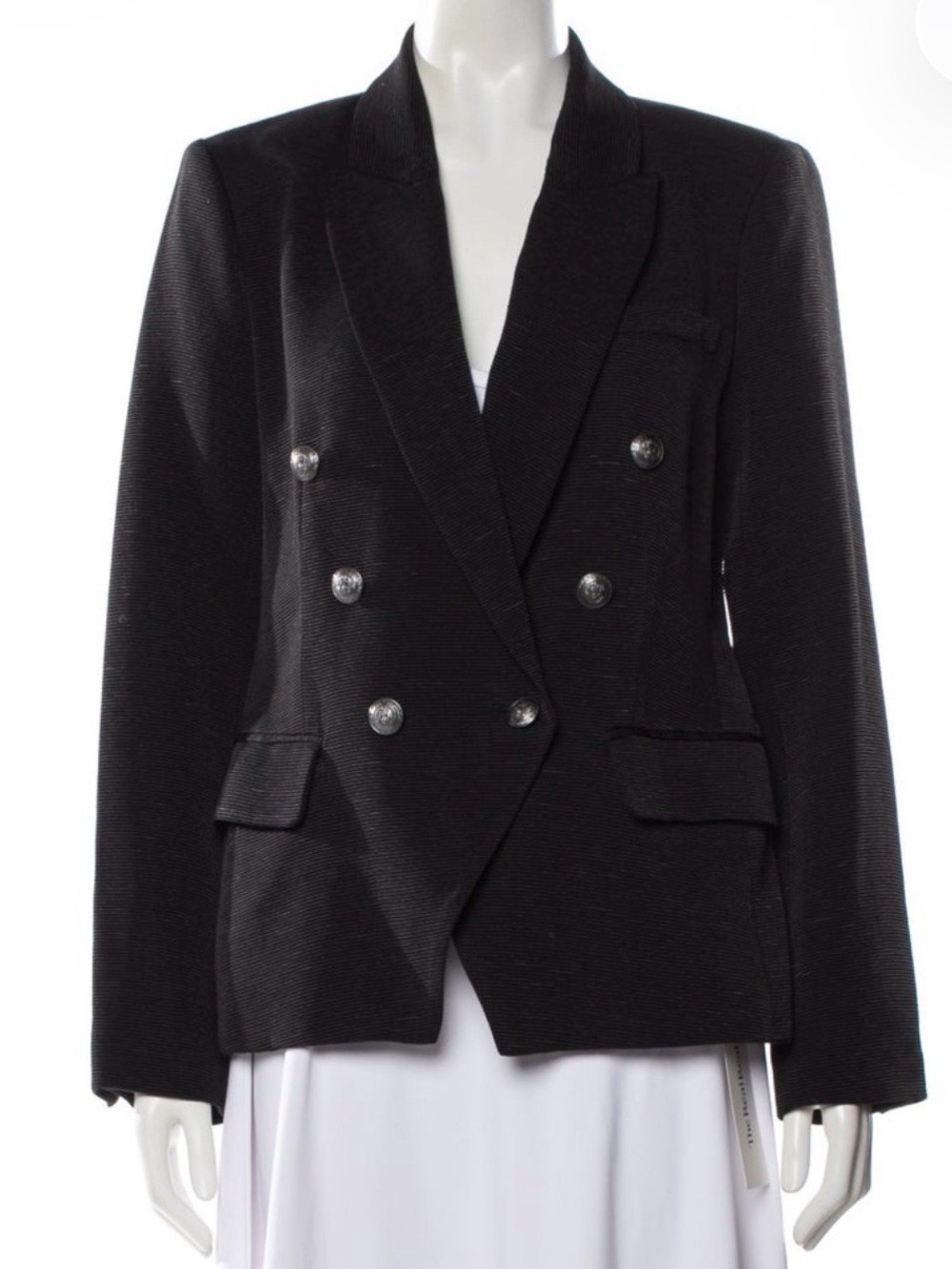 L’AGENCE Kenzie Double Breasted Blazer Black Women’s 4 Peak Lapel Jacket‎